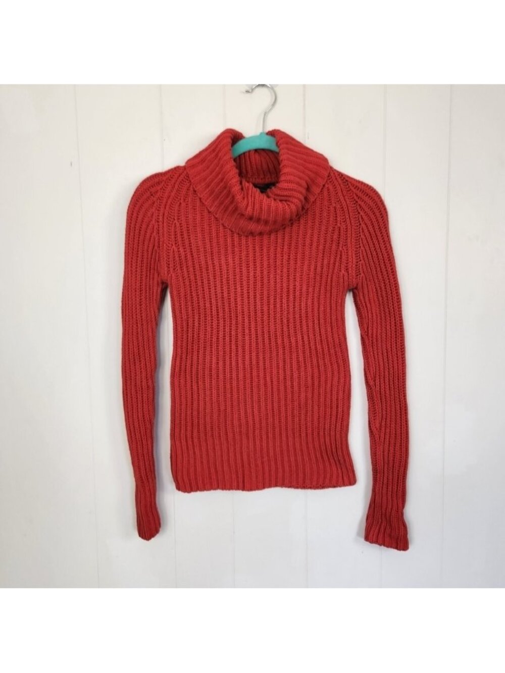 Club Monaco Vintage 1990s Chunky Red Turtleneck Sweater Cotton 90s Preppy y2k